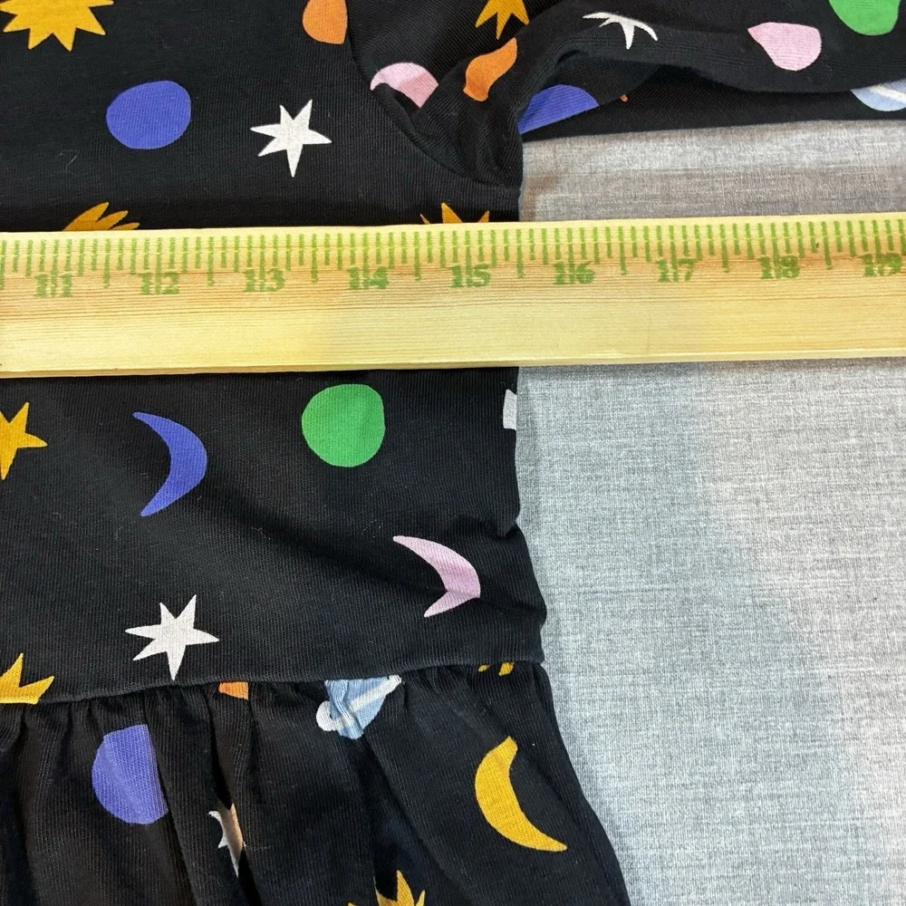 Hanna Andersson Black Space Twirl Dress Rocket, Planets, Stars Girls size 12